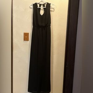 Bhoney Women’s Black Maxi Dress with Lattice Pattern Back. Size Medium Tall.